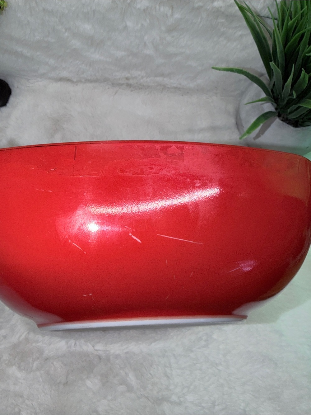 PYREX Vintage Square Red Milk Glass 2.5 Quart Cooking & Serving Bowl 🍒 - Picture 7 of 8